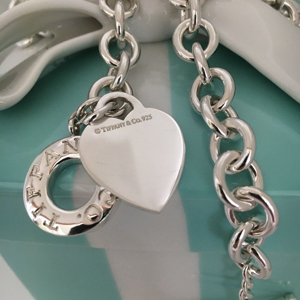 18" Tiffany & Co Heart Tag Toggle Necklace Engravable Blank Heart AUTHENTIC